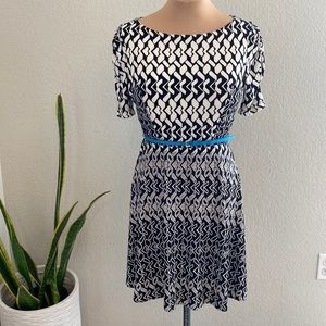 Donna Morgan Black and White Geometric Dress 10P